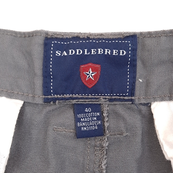 Saddlebred Men's Canvas Shorts Zip Pockets Chimney Gray 100% Cotton - Size 40/9 - Picture 8 of 9